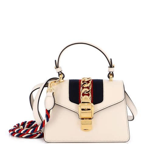 gucci white sylvie bag top handle|gucci sylvie top handle bag.